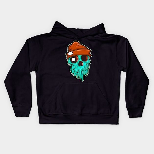 drippy skull Kids Hoodie by Behold Design Supply